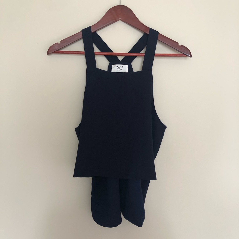 Navy Blue Square Neck Blouse